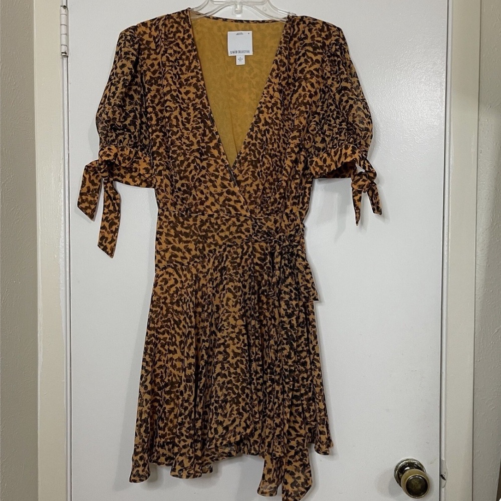 C/MEO Collective Leopard Print Wrap Dress Size XS